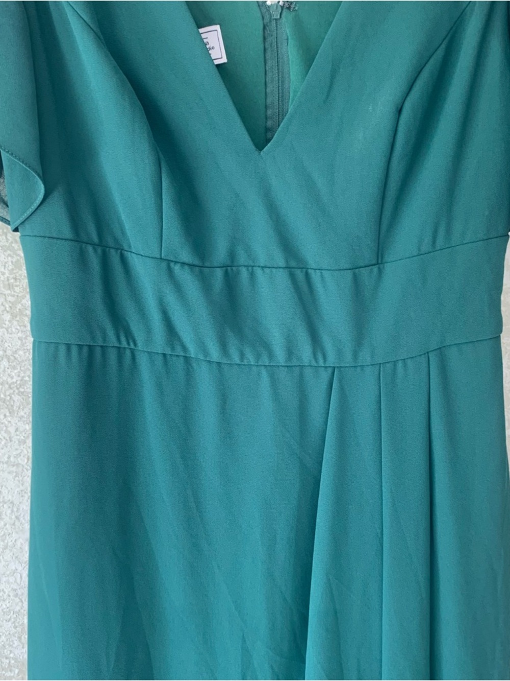 DB Studio Emerald Green V-Neck Ruffle Sleeve Maxi Dress Size 8 Wedding Formal - Picture 4 of 9
